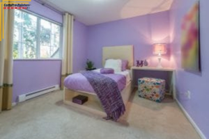 violet colored bedroom