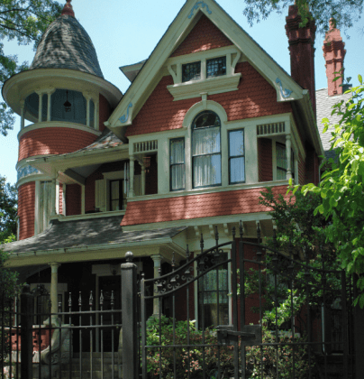 red victorian historical home