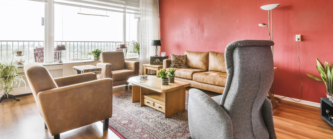 red accent wall in modern home