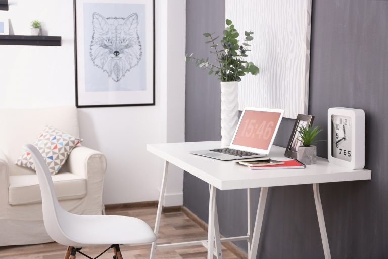 Calming White Office Space