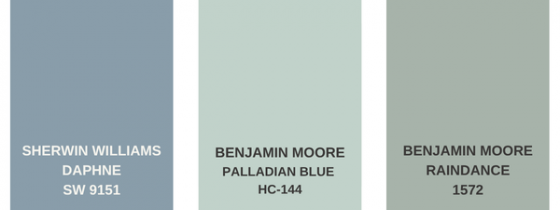 Three sunroom paint colors in the blue color palette