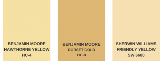 Three sunroom paint colors in the yellow color palette