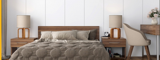 room with vertical pattern on walls