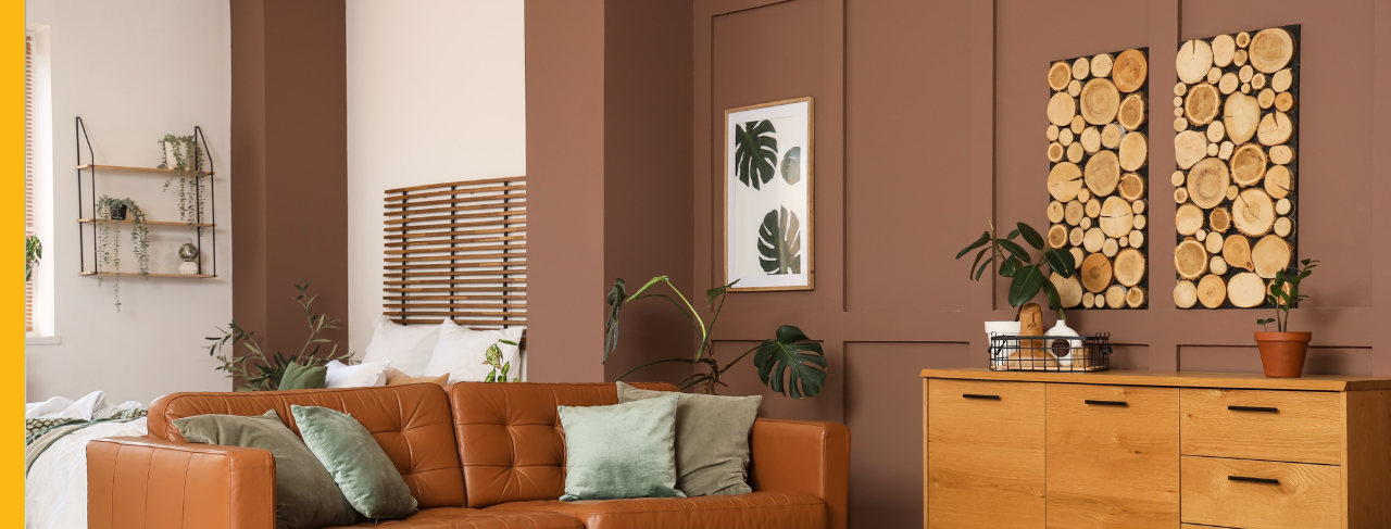 wall in home with brown and white paint