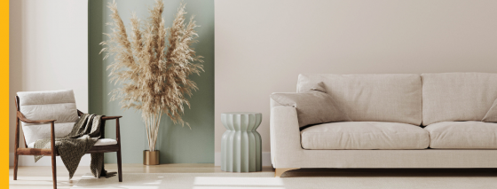 white and green two-toned wall in living room