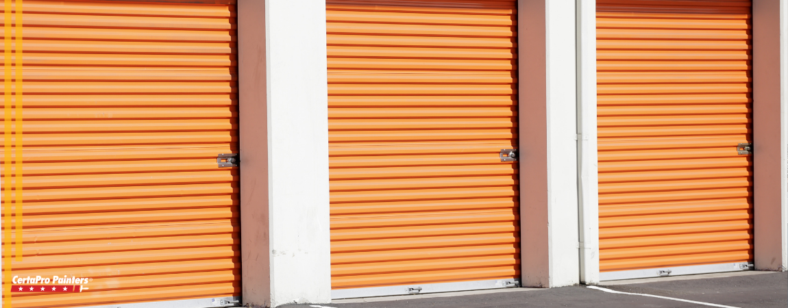 storage units with painted rolling doors