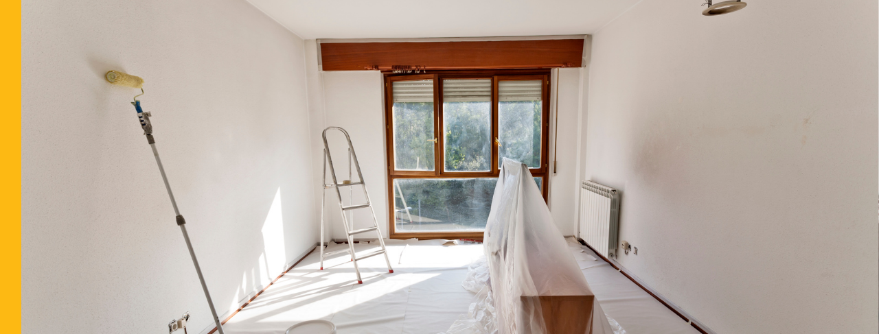 room set up for interior painting