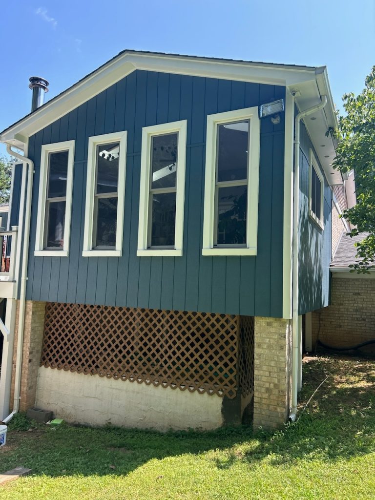 blue exterior of home
