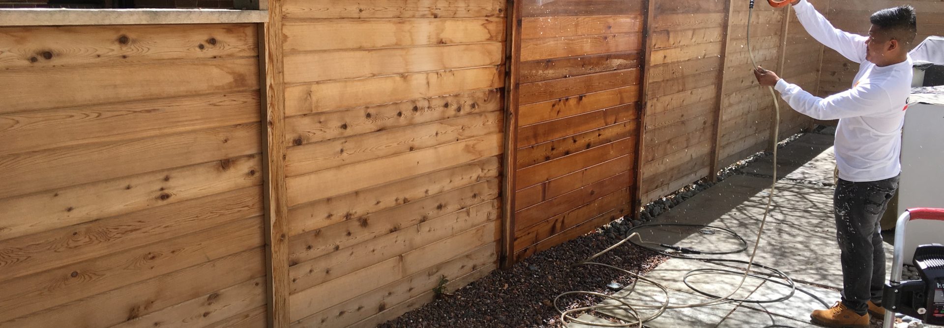Power Washing & Staining Fence Before
