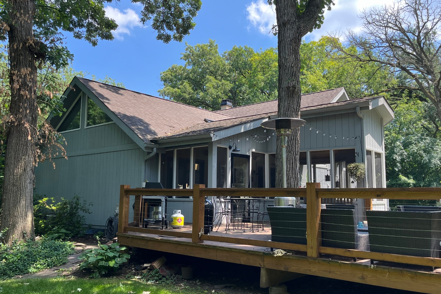 Crystal Lake Home Refresh before photo of the back deck