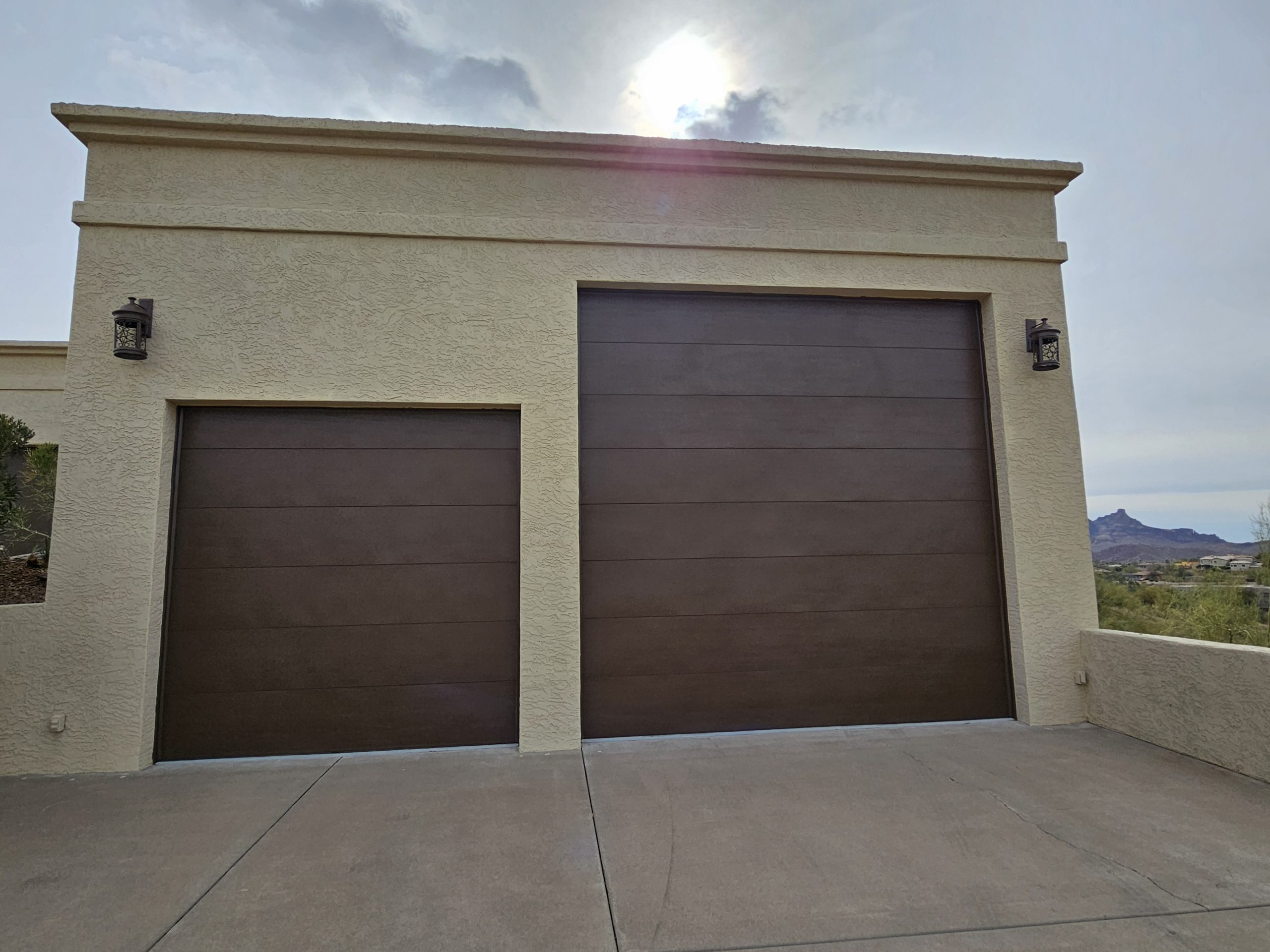 garage door and lights after being painted
