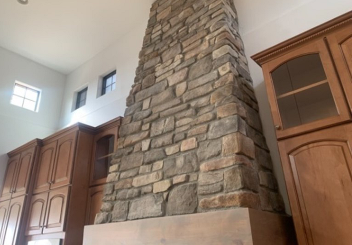 Stone Fireplace Painting Before