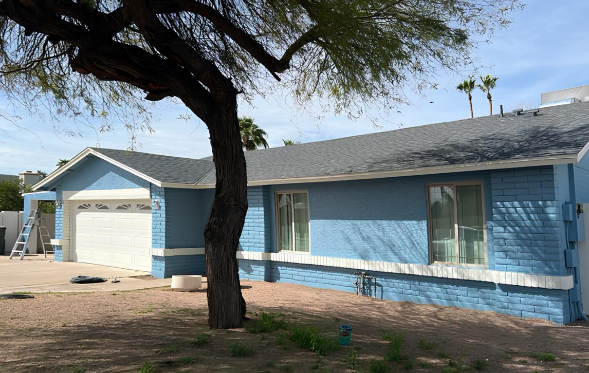 Blue Exterior Repaint in Scottsdale After