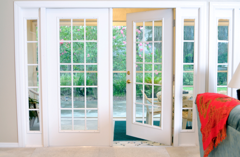 White French Doors opening to outside