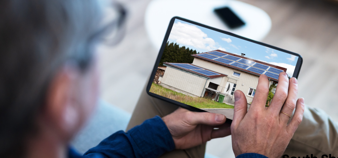 Man using iPad to look for home