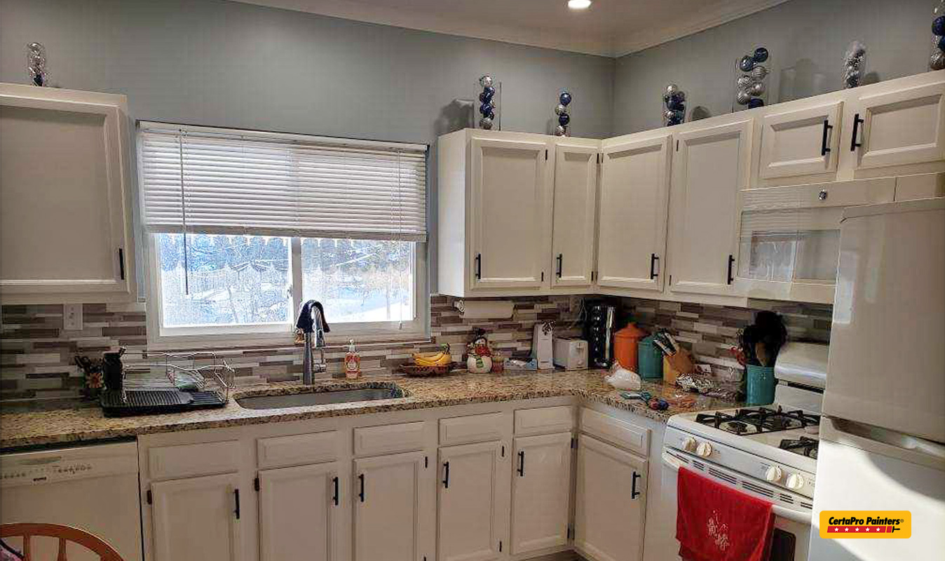 Kitchen cabinets after painting by CertaPro Pittsburgh South