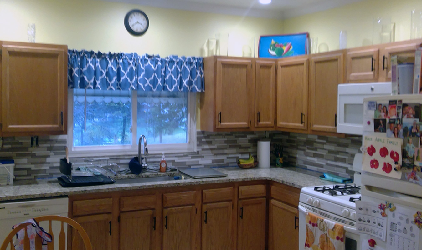 Kitchen cabinets before being painted
