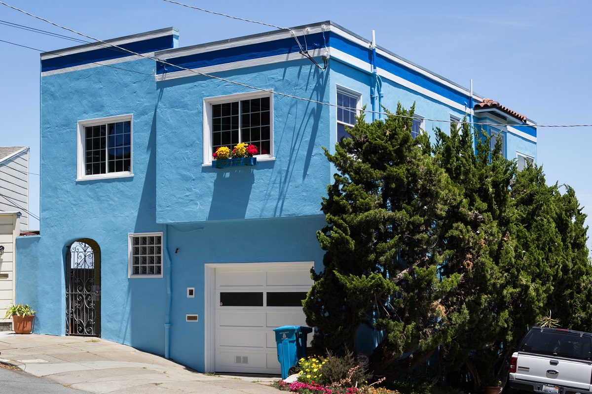 Light blue exterior painting