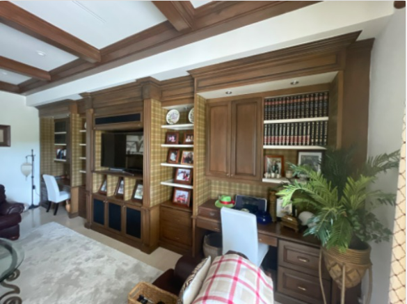 Library Bookshelf & Ceiling Beams Before