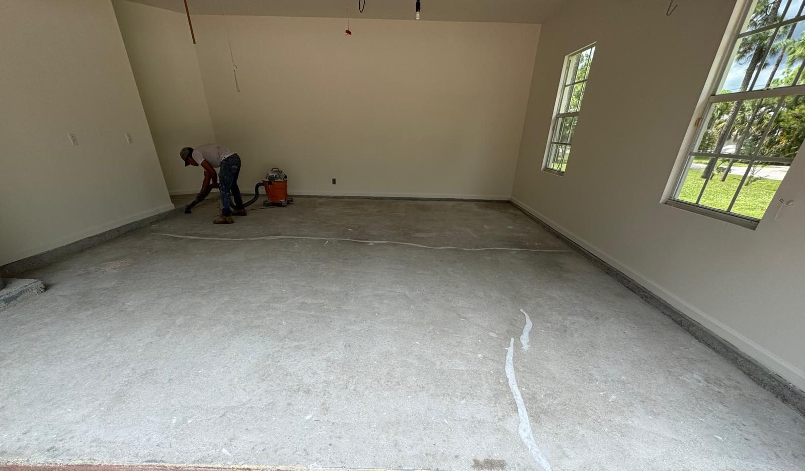 Garage Floor Coral Flake Painting Before