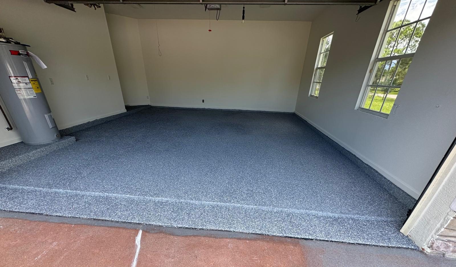 Garage Floor Coral Flake Painting After