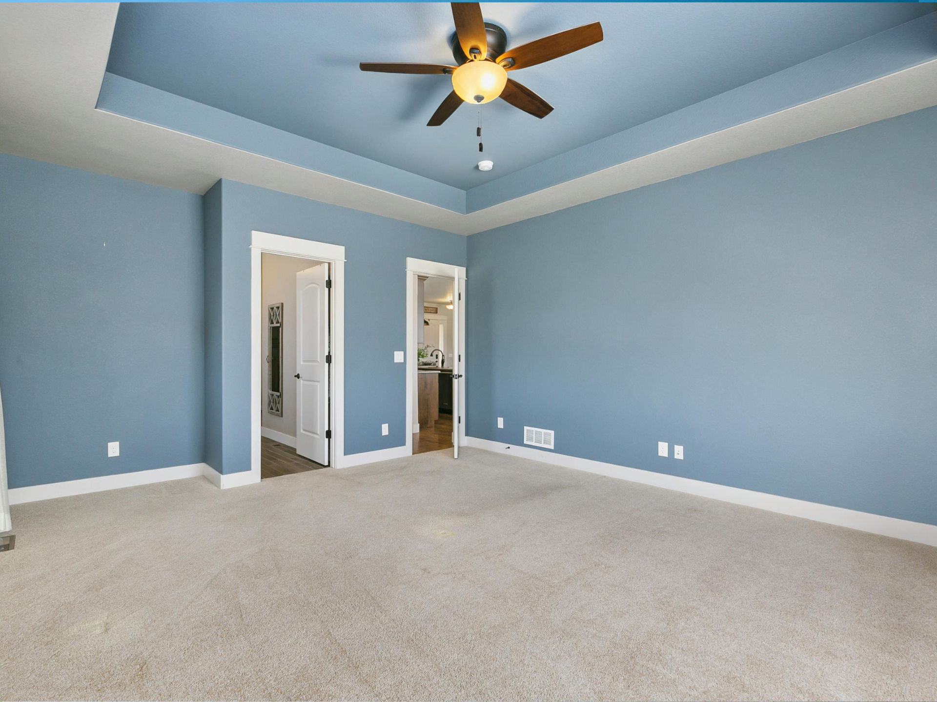 Light blue color drenched room

