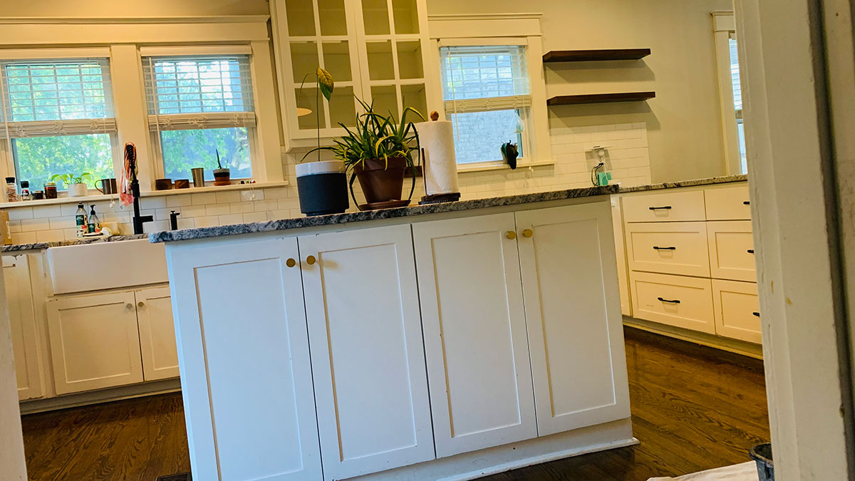 Kitchen Island Cabinet Painting Before