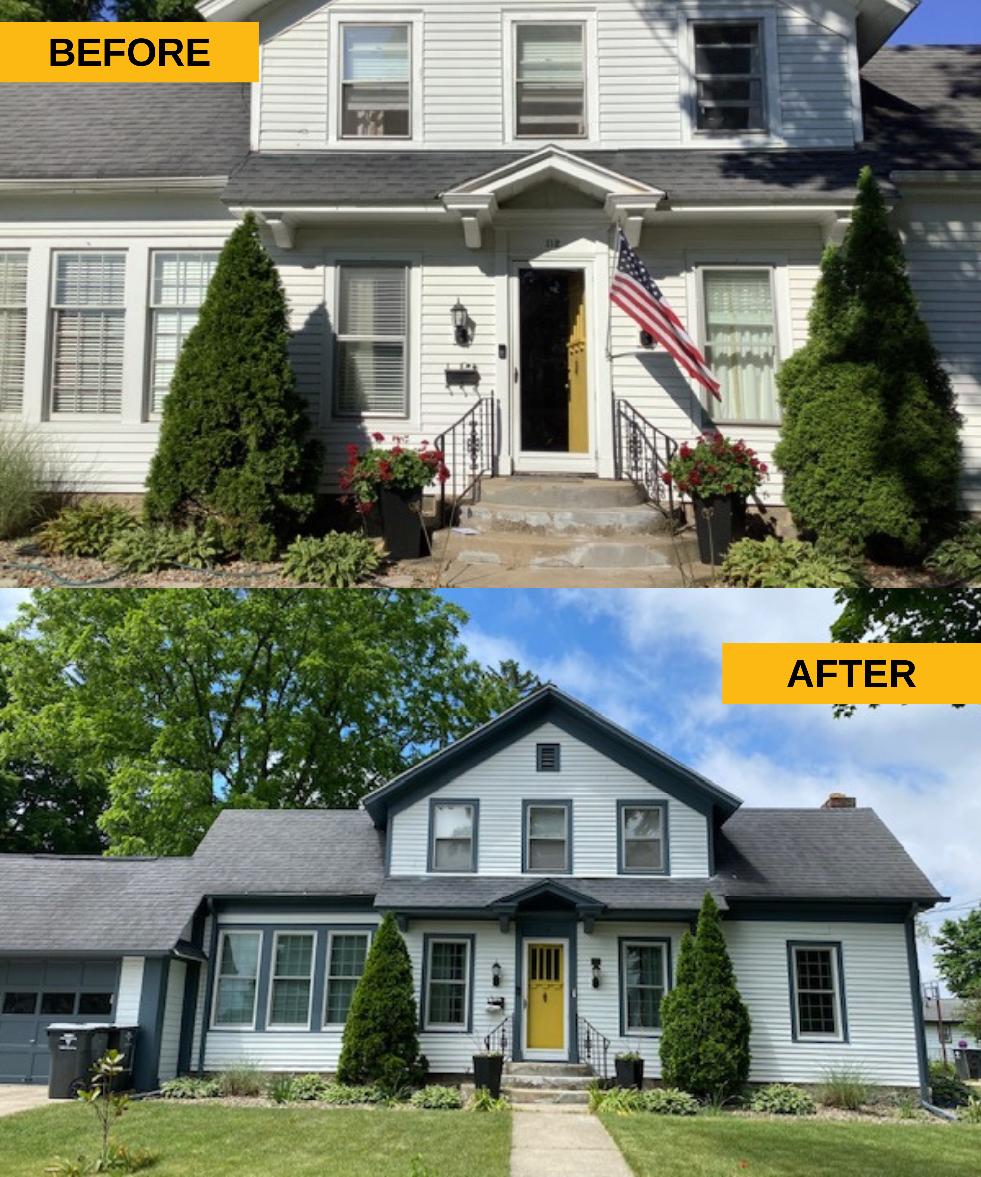 exterior before and after