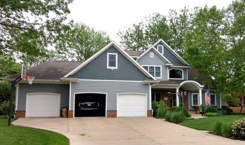 Residential House Painting Exterior - 2 Shades of Blue