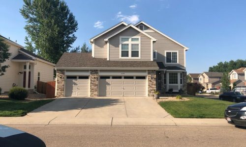 Two-Story Gray Siding and Garage Repaint