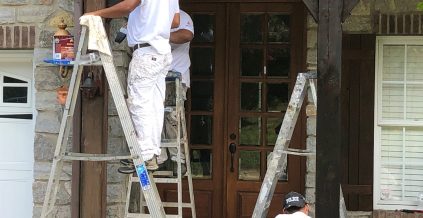 Front Porch Beam Staining Project