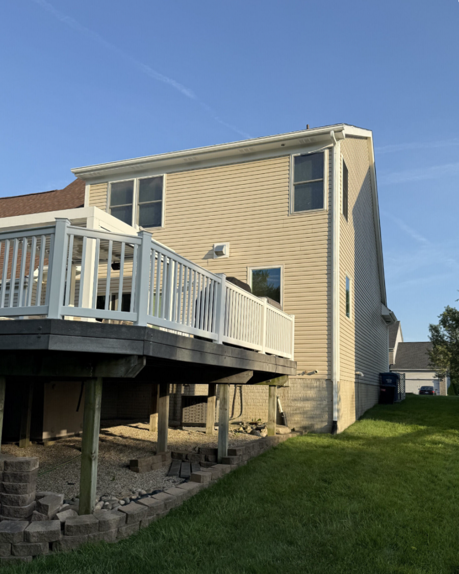 house exterior with off white siding and white trim and railing accents Preview Image 2