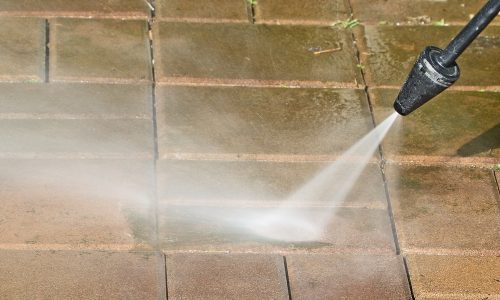 power washing brick steps