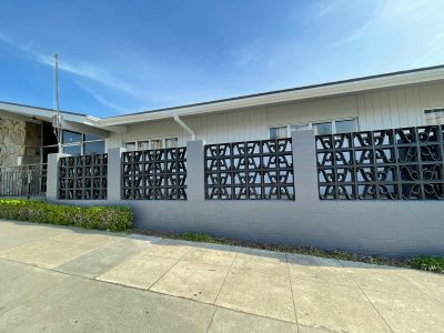 cinderblock wall painted