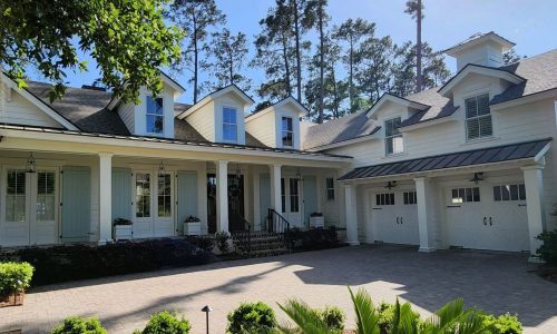 White Exterior and Light Blue Shutters