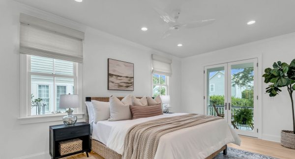 white painted bedroom