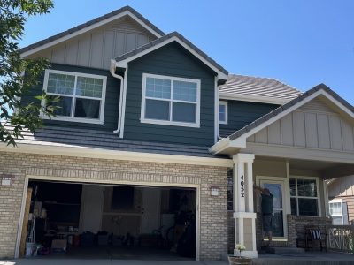 driveway and open garage door of house