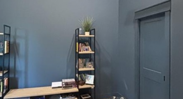 blue painted office
