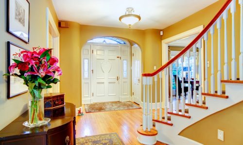 Entry Foyer Drywall Painting, Staircase Baluster Enameling, and Millwork Finishing