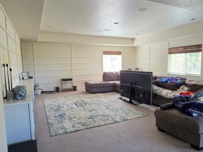 white painted home interior room with accent wall