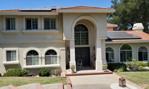 Light tan stucco repainting project