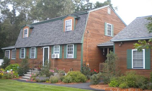 Dutch Colonial Cedar Clapboard Staining and Accent Trim Painting