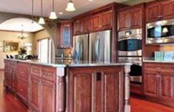 Custom Hardwood Kitchen Cabinet and Island Restaining