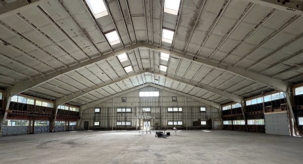 Open arena interior ready for additional sports courts after demolition at Bales Arena in Beavercreek.