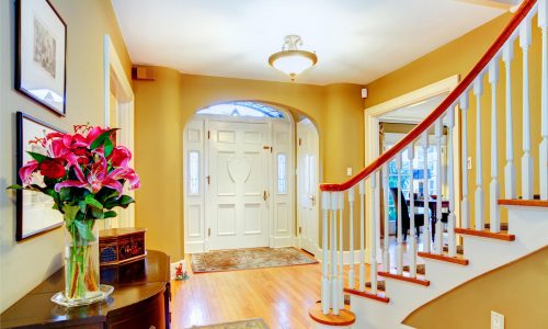 bright yellow-painted entryway