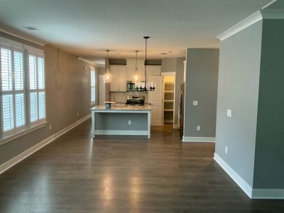 Open kitchen living room after painting interior