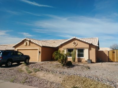 beige brown stucco exterior of home