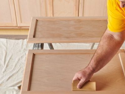 cabinets being prepared