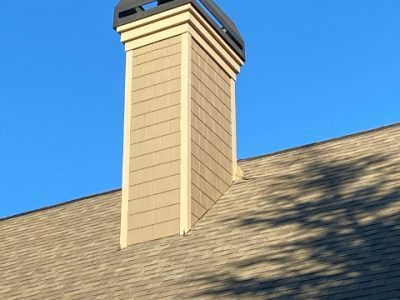 photo of resided and repainted chimney in roswell