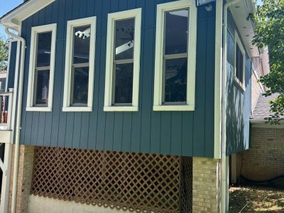 blue exterior of home